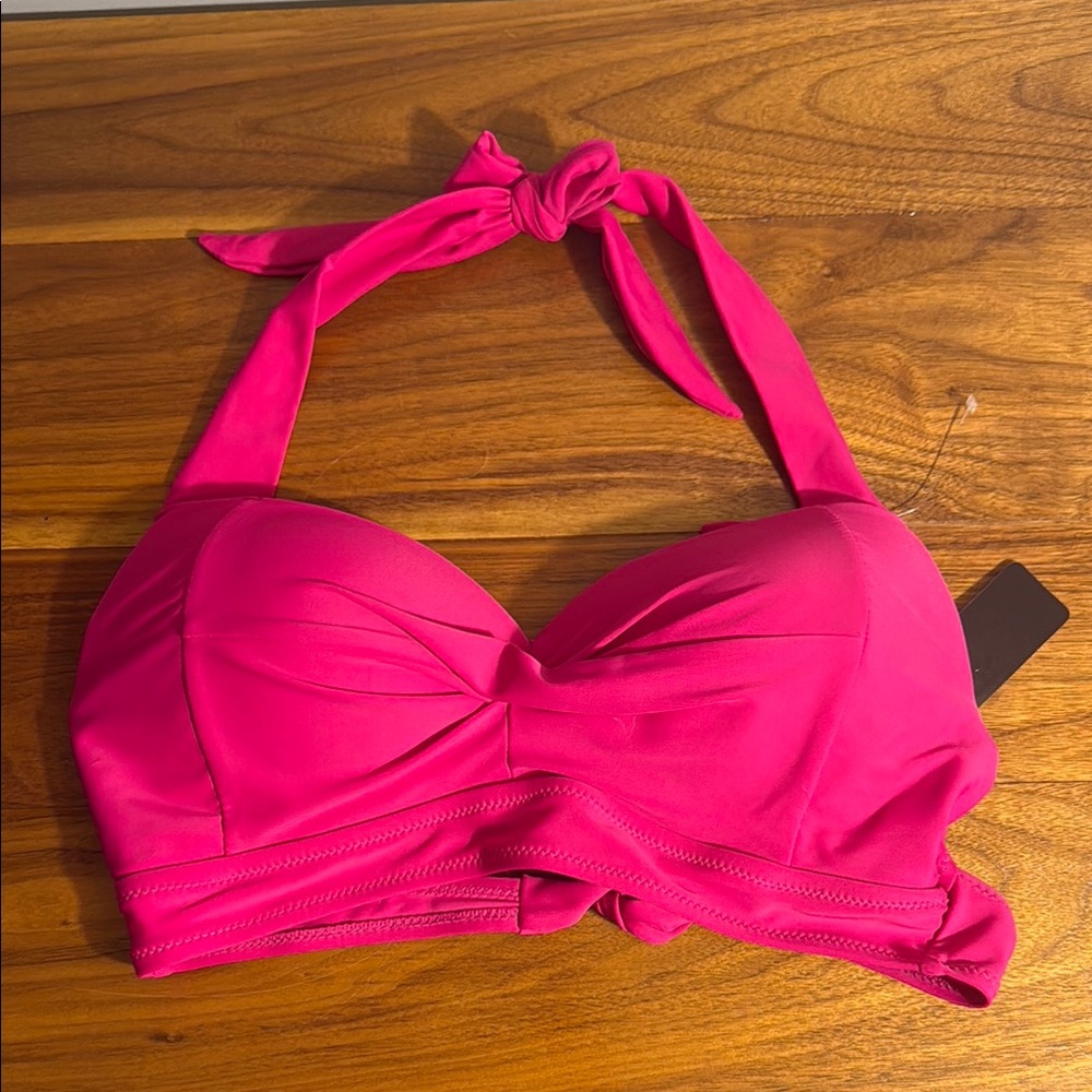 Vibrant Pink Halter Bikini Top